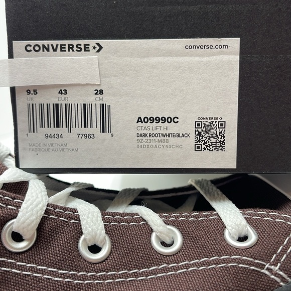 Converse Men’s CTAS LIFT HI
DARK ROOT/WHITE/BLACK A09990C Platforms Sneakers - Picture 16 of 16